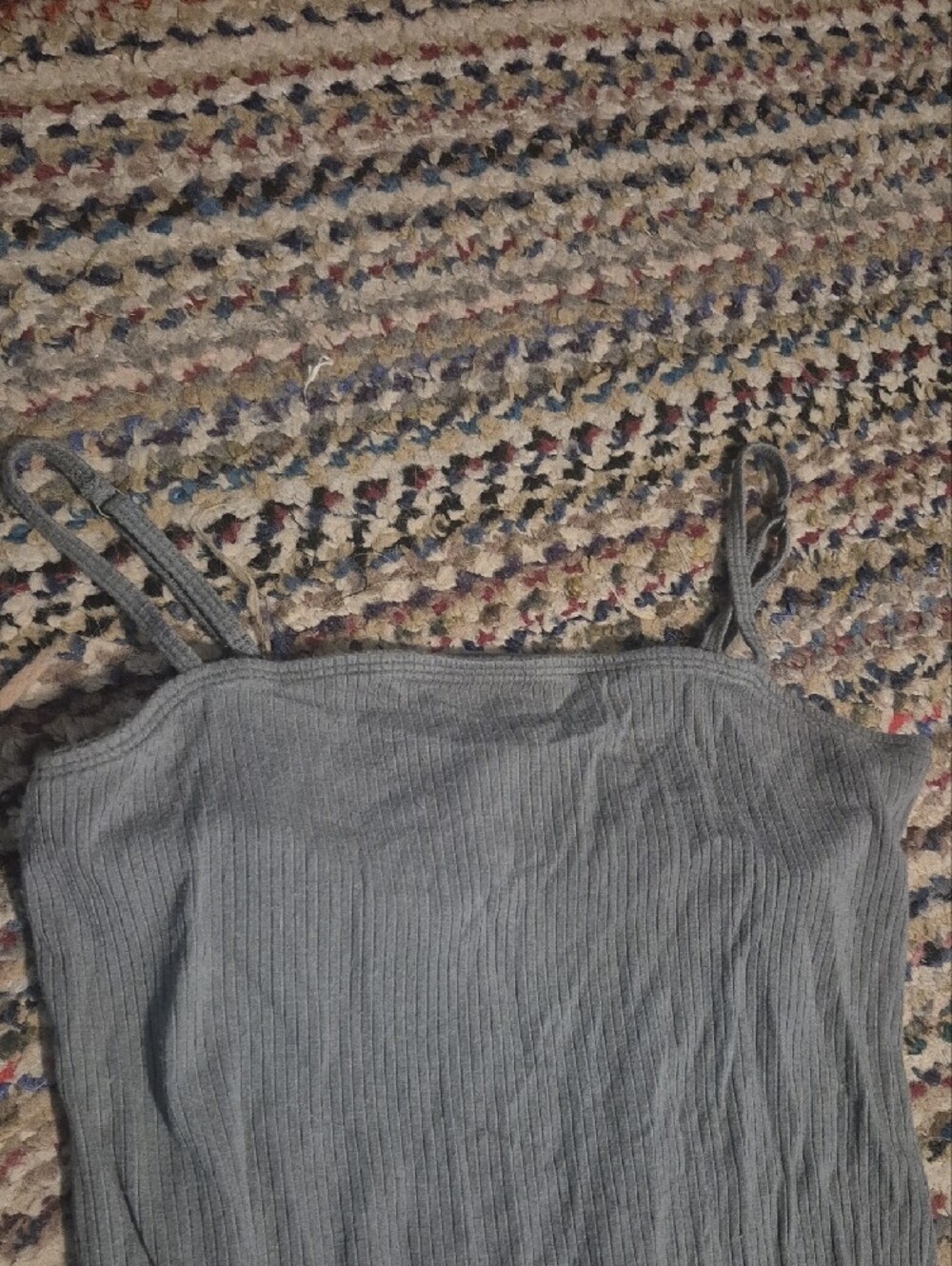 Grey Ribbed Spaghetti Strap Dress - Picture 3 of 3